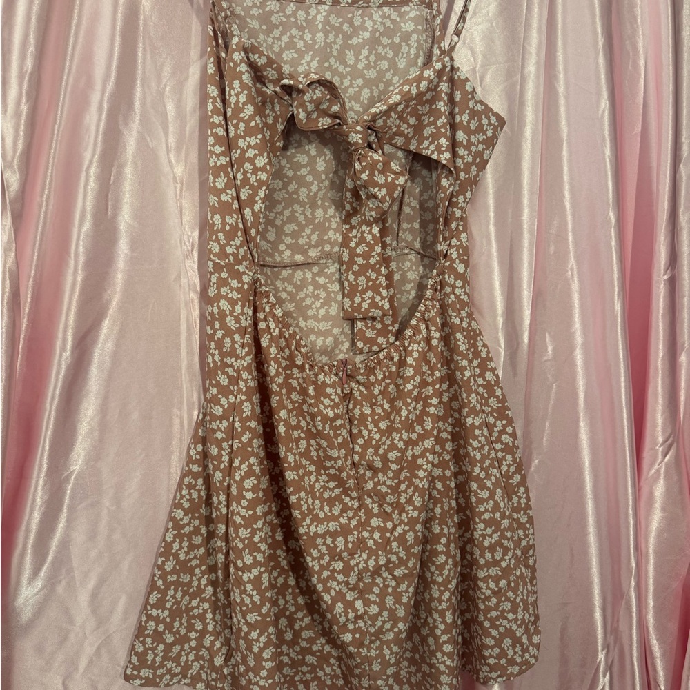 Floral Nude Pink Backless Dress